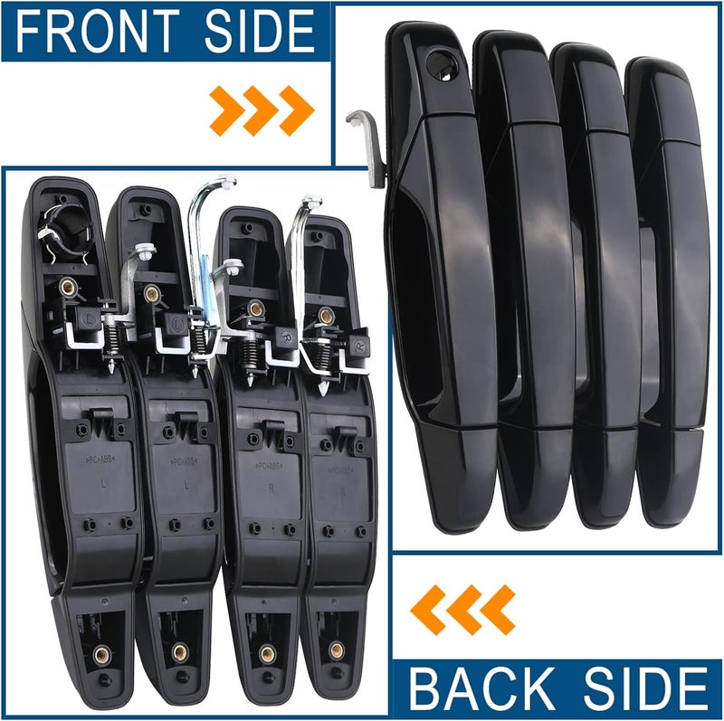 APPERFiT Upgraded Exterior Door Handles Black Compatible with 2007-2013 Chevy Chevrolet Silverado 1500 2500 3500 Suburban Tahoe Avalanche, GMC Sierra Yukon, Cadillac Escalade - Image 3